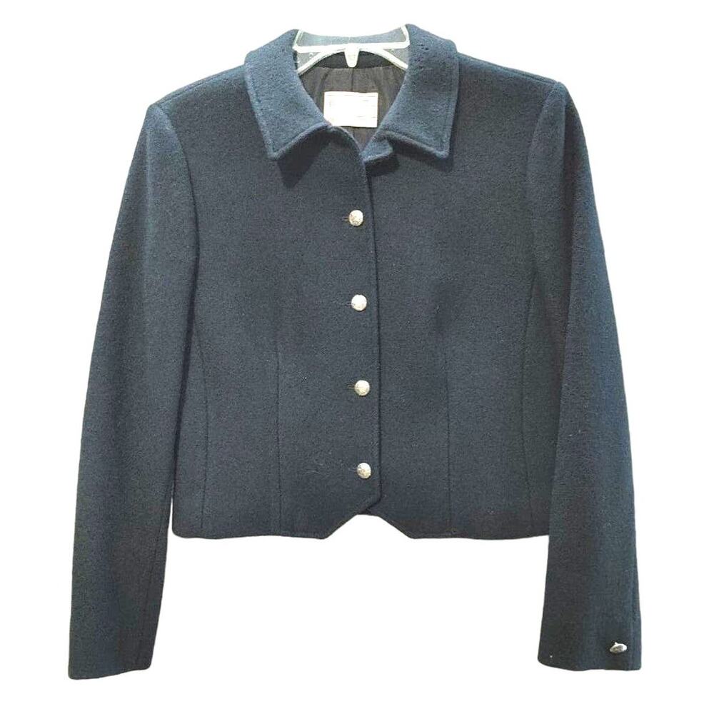 Pendleton Petite Woolen Mills Blazer Jacket Long Sleeve Pure Wool Black Women S